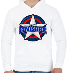 printfashion 10 KM FINISHER 2 - Férfi kapucnis pulóver - Fehér (9533342)