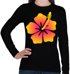 printfashion Hibiscus - Női hosszú ujjú póló - Fekete (1278168)