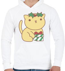 printfashion Karácsonyi cica - Férfi kapucnis pulóver - Fehér (5627962)