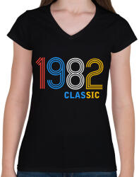 printfashion 1982 - Női V-nyakú póló - Fekete (11933740)