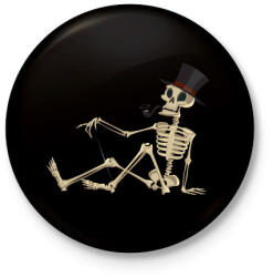 printfashion Pipás csontváz - Kitűző, hűtőmágnes - Fekete (3099087)