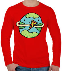 printfashion Pizzearth! - Férfi hosszú ujjú póló - Piros (2284672)