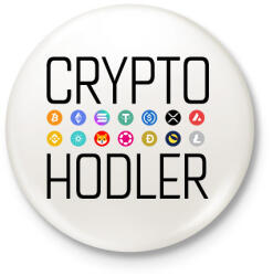 printfashion Crypto Hodler - Kitűző, hűtőmágnes - Fehér (12573229)