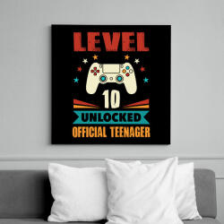 printfashion 10 éves gamer - Vászonkép - Fekete (6647839)