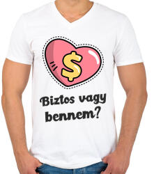 printfashion Biztos vagy bennem - Férfi V-nyakú póló - Fehér (10029090)