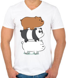 printfashion Friend Bears 3 - Férfi V-nyakú póló - Fehér (1248834)