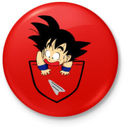 printfashion Dragonball Son Goku - ZSEB - Kitűző, hűtőmágnes - Piros (3108246)