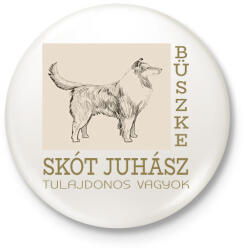 printfashion Büszke tulajdonos - Skót juhász - Kitűző, hűtőmágnes - Fehér (6303625)