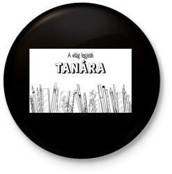 printfashion A világ legjobb tanára - Ceruzákkal - Kitűző, hűtőmágnes - Fekete (6506812)