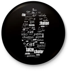 printfashion cica többnyelven - Kitűző, hűtőmágnes - Fekete (5612985)