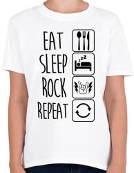 printfashion Eat Sleep Rock Repeat 2 - Gyerek póló - Fehér (1324421)