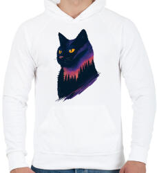 printfashion Cat - Férfi kapucnis pulóver - Fehér (2384348)