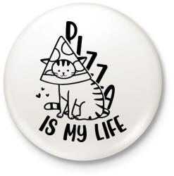 printfashion Pizza is my life - Kitűző, hűtőmágnes - Fehér (9405669)