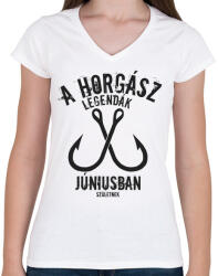 printfashion A horgász legendák - Női V-nyakú póló - Fehér (5002241)