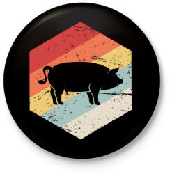 printfashion Retro sertés, disznó - Kitűző, hűtőmágnes - Fekete (3095925)