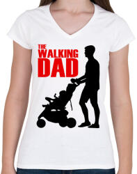 printfashion The walking dad - Női V-nyakú póló - Fehér (2395260)
