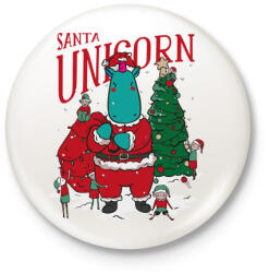 printfashion Karácsony - télapó unikornis - Kitűző, hűtőmágnes - Fehér (5632005)