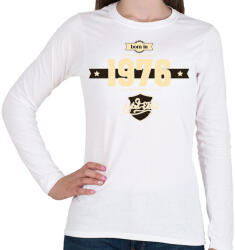 printfashion born-in-1976-cream-choco - Női hosszú ujjú póló - Fehér (628768)