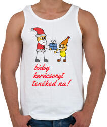 printfashion bódog karácsonyt tenéked na - Férfi atléta - Fehér (10028991)