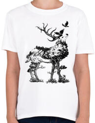 printfashion Double exposure Deer - Gyerek póló - Fehér (1617407)