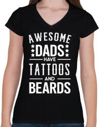printfashion Awesome dads - Női V-nyakú póló - Fekete (1961151)