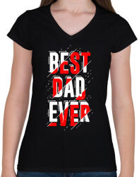 printfashion A legjobb apuka - Női V-nyakú póló - Fekete (2898291)