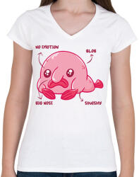 printfashion Blobfish anatómia - Női V-nyakú póló - Fehér (14595637)
