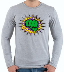 printfashion Képregényes ököl - Férfi hosszú ujjú póló - Sport szürke (4187968)