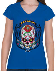 printfashion Mariachi - Női V-nyakú póló - Királykék (101108)