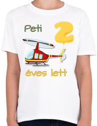 printfashion Piros helikopter - Névvel, számmal - Gyerek póló - Fehér (6242119)