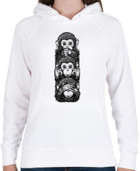 printfashion 3 majom - Női kapucnis pulóver - Fehér (5275863)