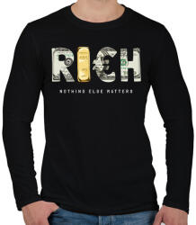 printfashion Rich - Gazdag - Férfi hosszú ujjú póló - Fekete (11621487)