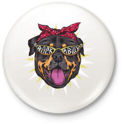 printfashion Bulldog - rockabilly - Kitűző, hűtőmágnes - Fehér (5501869)