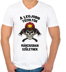 printfashion A legjobb tűzoltók - Férfi V-nyakú póló - Fehér (6233943)