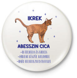 printfashion Ikrek - Abesszin cica - Kitűző, hűtőmágnes - Fehér (13337369)