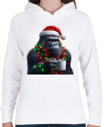 printfashion Kávézó / teázó karácsonyi party gorilla - Női kapucnis pulóver - Fehér (15251253)