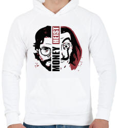printfashion Money Heist - A Nagy Pénzrablás - La Casa de Papel - Férfi kapucnis pulóver - Fehér (5769591)