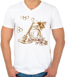 printfashion Méhész - Férfi V-nyakú póló - Fehér (13756046)