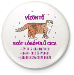 printfashion Vízöntő - Skót lógófülű cica - Kitűző, hűtőmágnes - Fehér (13339903)