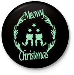 printfashion meowy green - Kitűző, hűtőmágnes - Fekete (5770843)