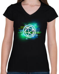 printfashion Cyber D20 II - Női V-nyakú póló - Fekete (2761053)