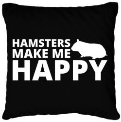 printfashion Hamsters make me happy - Párnahuzat, Díszpárnahuzat - Fekete (13441414)