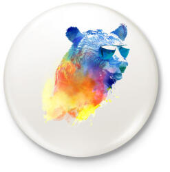 printfashion Sunny bear - Kitűző, hűtőmágnes - Fehér (3074807)