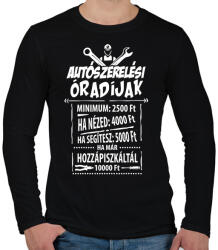 printfashion Autószerelő óradíjak - Férfi hosszú ujjú póló - Fekete (1215566)