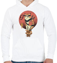 printfashion Cat Shinobi - Férfi kapucnis pulóver - Fehér (5420029)
