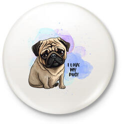 printfashion I love my pug - Kitűző, hűtőmágnes - Fehér (14204498)