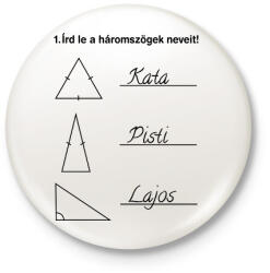 printfashion Háromszögek nevei - Kitűző, hűtőmágnes - Fehér (15621814)