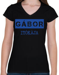 printfashion Itókája - névvel (bögre) - Női V-nyakú póló - Fekete (7022861)