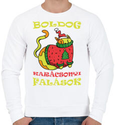 printfashion Boldog Karácsonyi falások - Férfi pulóver - Fehér (4123397)