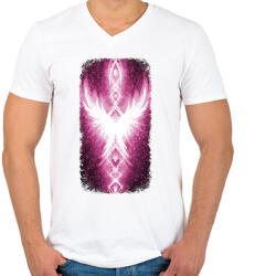 printfashion Szivárvány Híd - ciklámen - Férfi V-nyakú póló - Fehér (16005206)